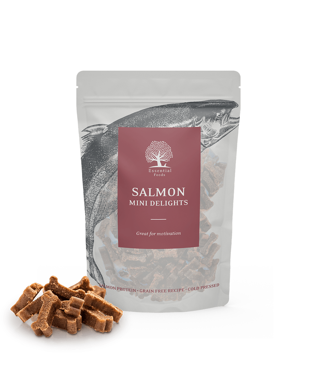 Essential Salmon Mini Delights godbidder 100g - HappyPuppy.dk