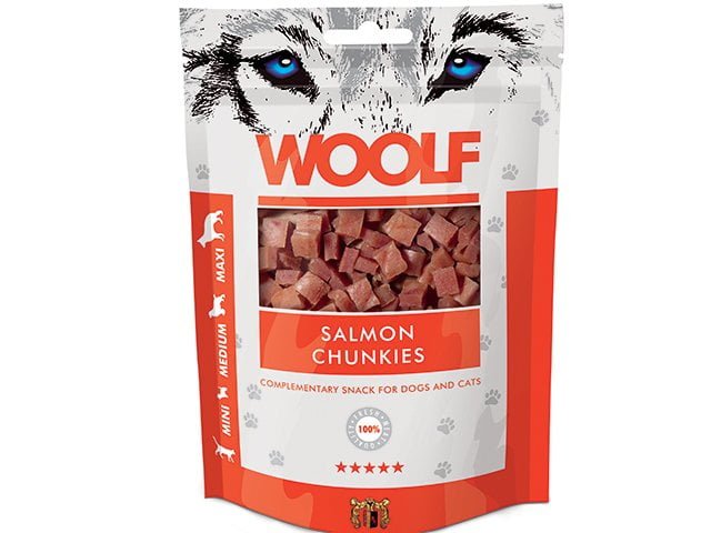 Woolf Chunkies m. Laks 100g - HappyPuppy.dk
