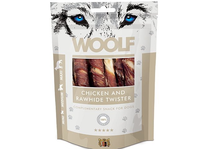 Woolf Kylling & Råhud Twister 100g - HappyPuppy.dk