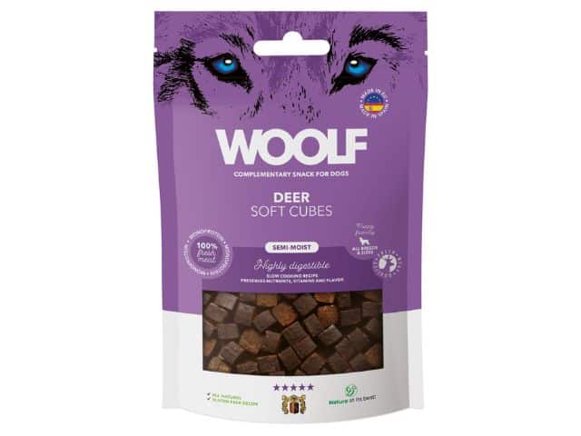 Woolf Soft Cubes Hjort 100g - HappyPuppy.dk