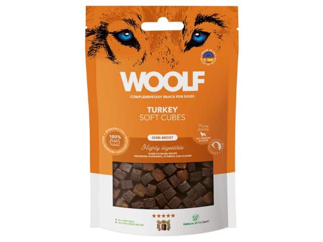 Woolf Soft Cubes Kalkun 100g - HappyPuppy.dk
