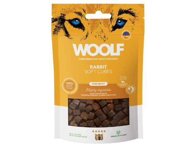 Woolf Soft Cubes Kanin 100g - HappyPuppy.dk